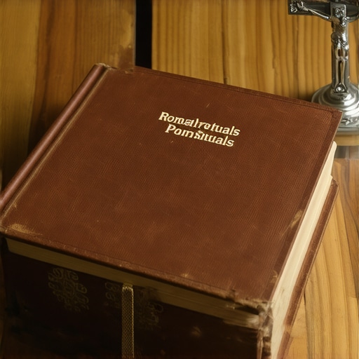 Roman Ritual book for DC exorcism An official Roman Ritual book and crucifix used by a diocesan exorcist in Washington DC.