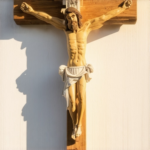 A traditional Catholic crucifix on a wall for spiritual home maintenance and protection.