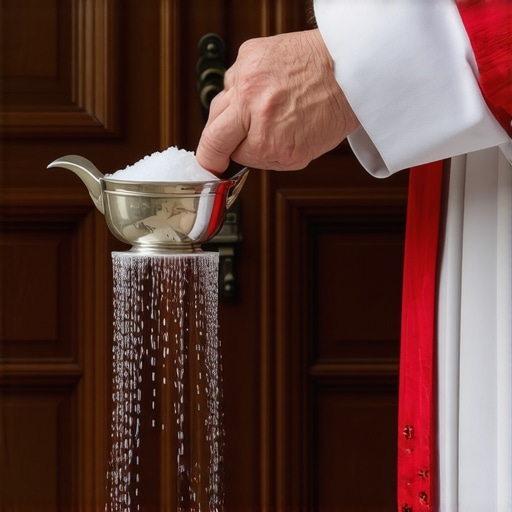 A priest using blessed salt and water to protect a home in Washington DC
