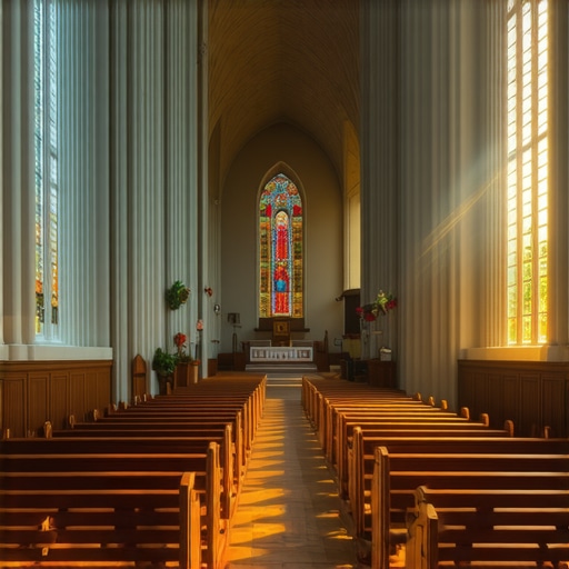 Sunlit interior of a Catholic church representing the safety and authority of official exorcism services.