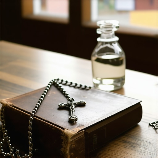 A journal and rosary on a desk representing the first steps of spiritual investigation.