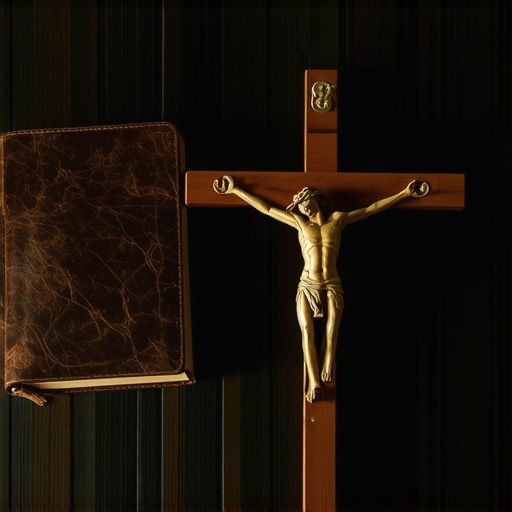 Spiritual Documentation and Discernment Tools A notebook and crucifix on a table representing the first steps of spiritual deliverance.