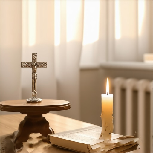 A home prayer altar in Virginia set up for spiritual protection and peace.