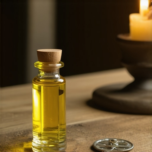 Exorcised oil and a St. Benedict medal used for spiritual protection in a Virginia household.