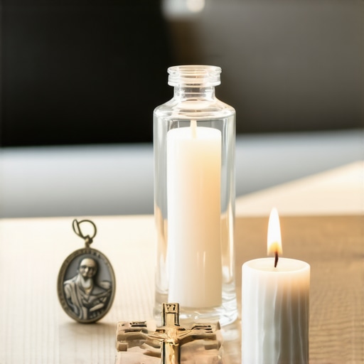 Home prayer altar with sacramentals for spiritual protection