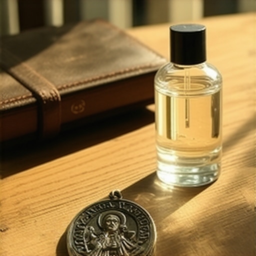 A Saint Benedict medal and holy water bottle used for spiritual protection in Virginia homes.