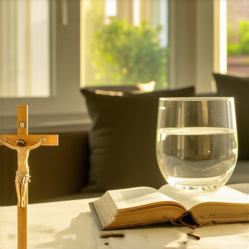 A sunlit room featuring a crucifix and Bible, symbolizing the restoration of spiritual peace through Catholic deliverance.