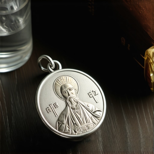 A Saint Benedict medal and holy water used for maintaining spiritual protection in a Virginia household.