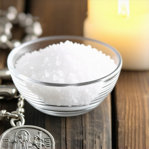 Blessed salt and Saint Benedict medal for home protection