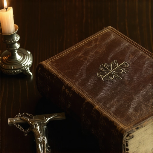 A journal and crucifix used for documenting spiritual distress and activity for an exorcist.