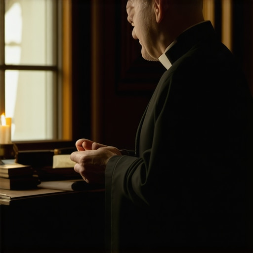 A Catholic priest praying in a historic Virginia home for spiritual deliverance.