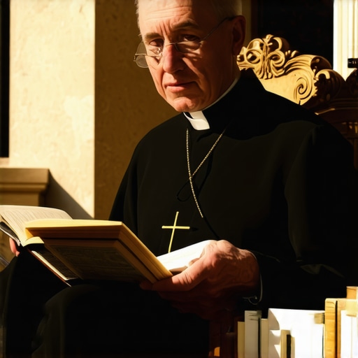 A priest reviewing files for spiritual discernment in Virginia