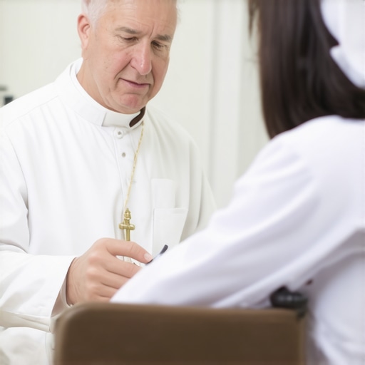 A priest and a doctor consulting on a case of spiritual distress in Virginia