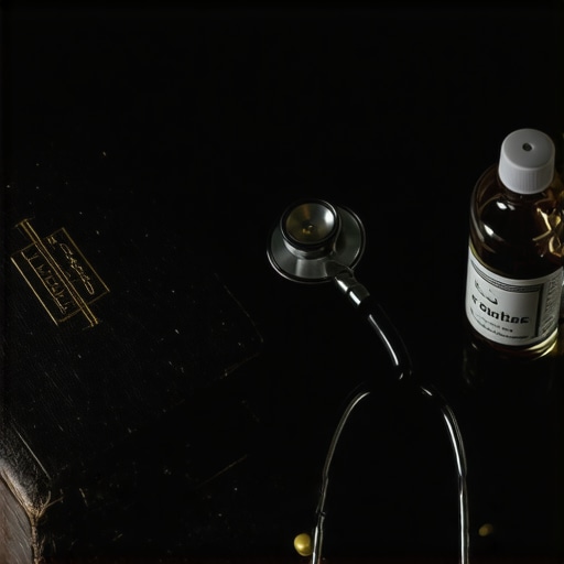 A desk with a Bible, stethoscope, and holy water representing the Catholic Church's medical and spiritual protocol for exorcism.
