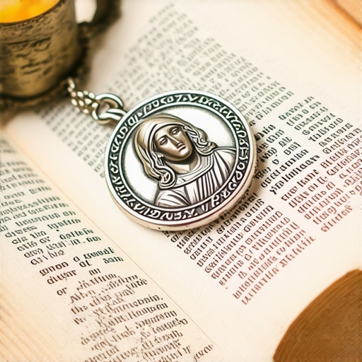 A St. Benedict medal and a Catholic prayer book used for spiritual protection.