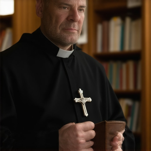 A Catholic priest preparing for a minor rite of deliverance in a Georgetown home.