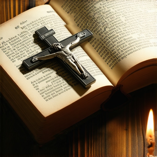 Official Catholic ritual books and a crucifix used by a diocesan exorcist for spiritual protection.