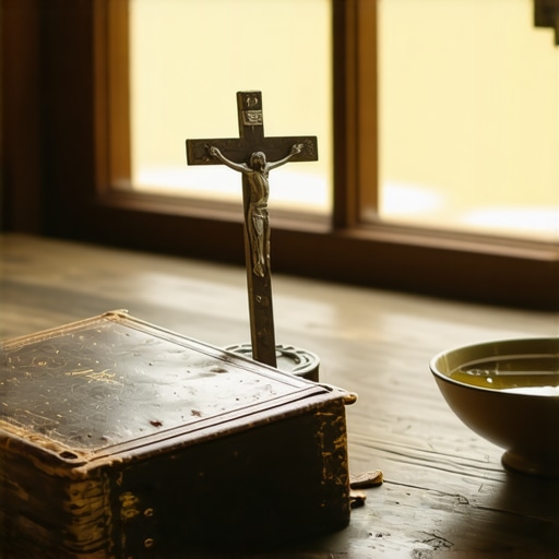 A Roman Ritual book and crucifix used in Virginia spiritual deliverance cases.