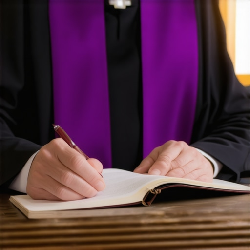 A Catholic priest reviewing documents for an official exorcism request in Virginia