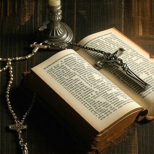 A journal and crucifix used for documenting spiritual activity in Virginia.